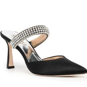 NIB Badgley Mishka Sadiya Glitter Crystal Band Mule Pump